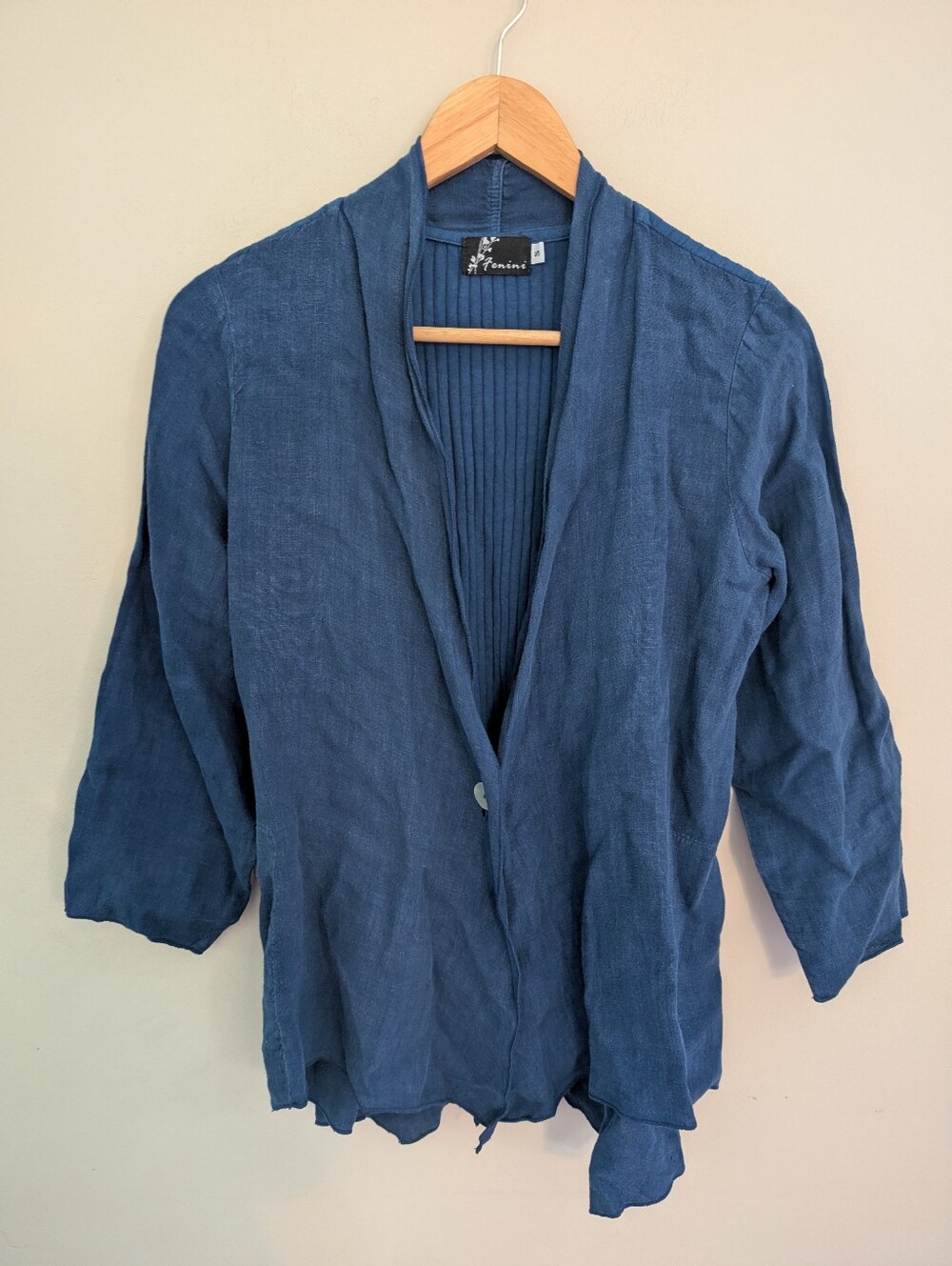 Fenini Linen Vintage Blue Cardigan Size S